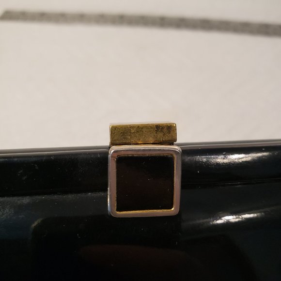 ETRA Vintage Black Patent Leather Clutch Evening Bag - Picture 4 of 11